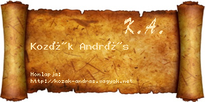 Kozák András névjegykártya